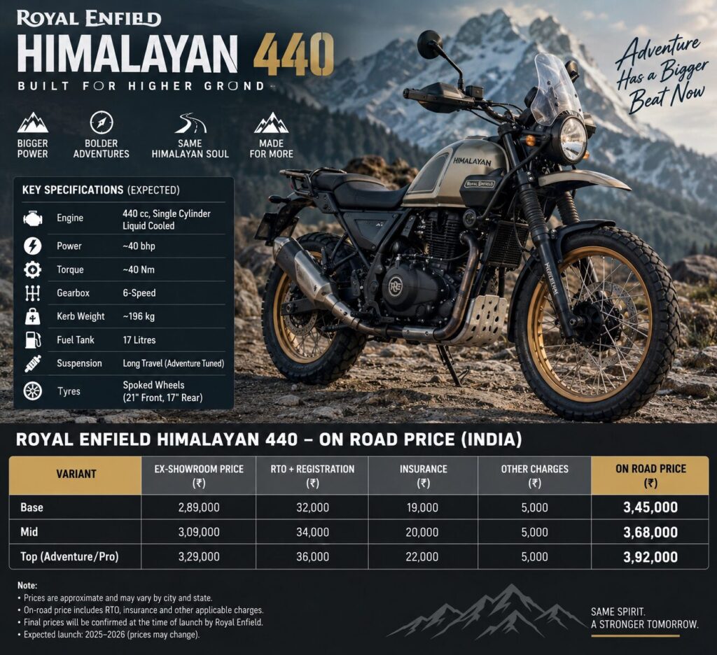himalayan 440 on road price
